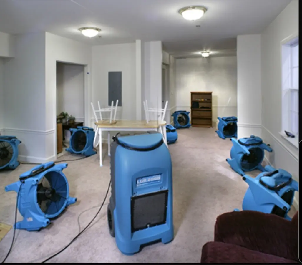 Air movers and dehumidifier setup for Water Damage Restoration in Phenix City